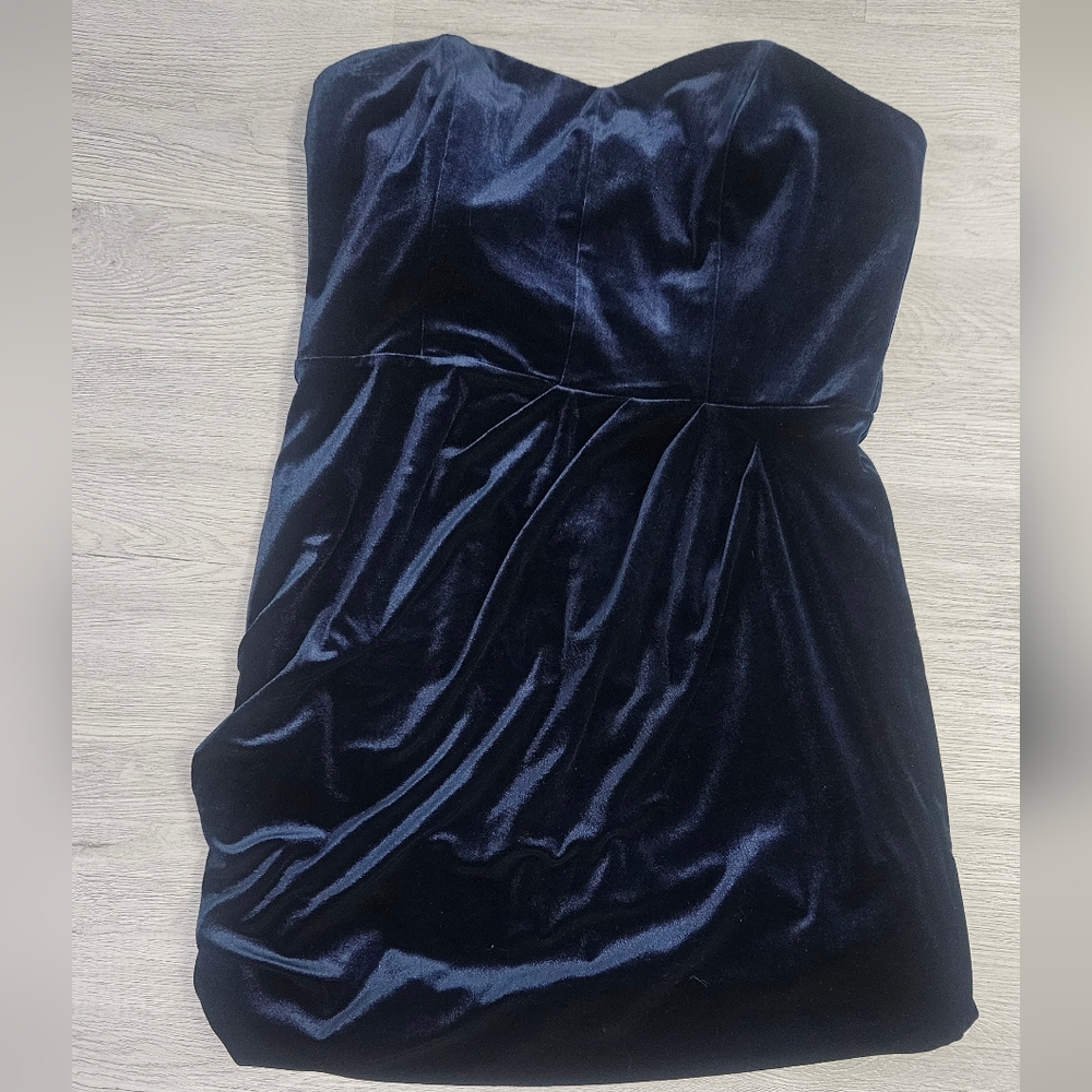 The Limited Midnight Velvet Blue Strapless Dress